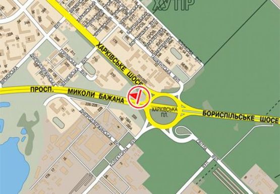 Схема рекламної площини за адресою Харьковская пл. - Бажана  пр.