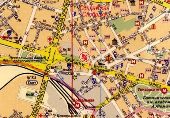 Схема рекламної площини за адресою Златоустовская ул., 20 (напротив)