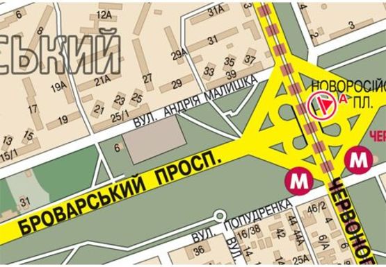 Схема рекламной плоскости по адресу Броварской пр. - Новороссийская пл.