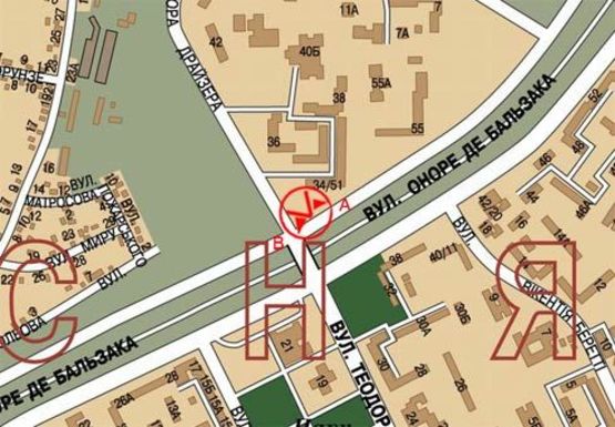 Схема рекламної площини за адресою Бальзака ул. - Драйзера ул.