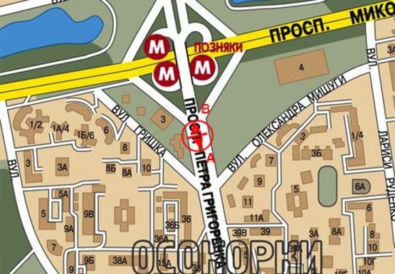 Схема рекламной плоскости по адресу Григоренко Петра пр. - Мишуги ул.