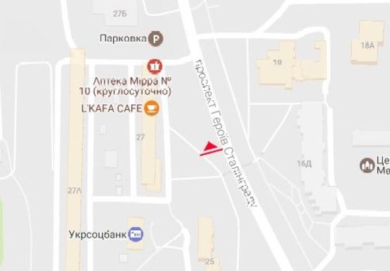 Схема рекламної площини за адресою Героев Сталинграда пр., 27