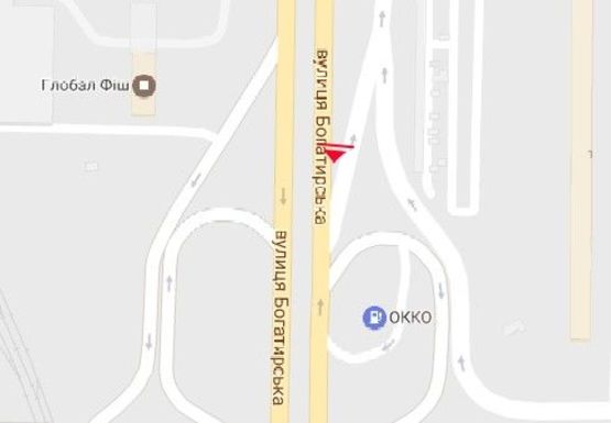 Схема рекламної площини за адресою Богатырская ул., между эл.оп. 130 и 132