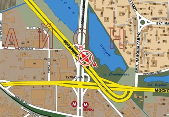 Схема рекламной плоскости по адресу Богатырская ул., съезд на Оболонский пр.