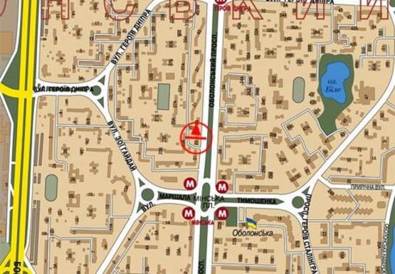 Схема рекламної площини за адресою Оболонский пр., 25
