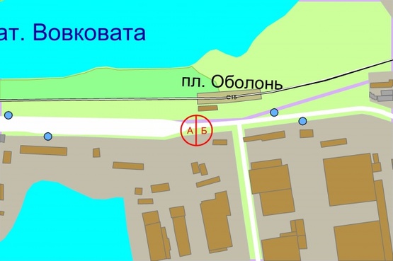 Схема рекламной плоскости по адресу Електриків, 24 (навпроти злізнична зупинка "станция Оболонь")