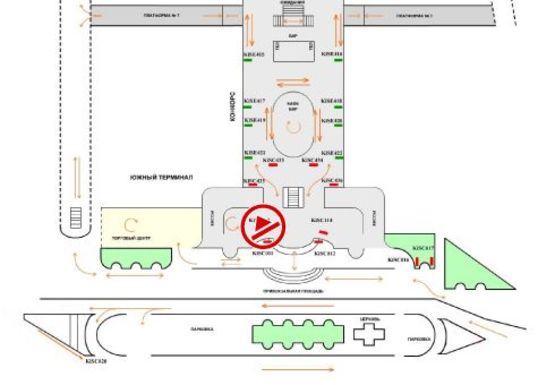 Схема рекламної площини за адресою Центральный холл (Южный терминал)
