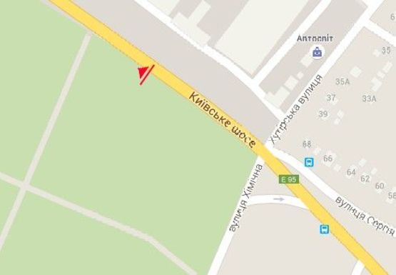 Схема рекламної площини за адресою Киевское шоссе, 100м. до ул. Химической Схема рекламної площини за адресою Киевское шоссе, 100м. до ул. Химической