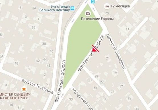 Схема рекламної площини за адресою Фонтанская дорога, 29-Б - ул. Бернардацци