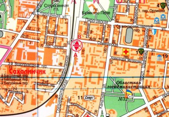 Схема рекламной плоскости по адресу Среднефонтанская ул. ТЦ Среднефонтанский А ( Семафорный переулок,4)