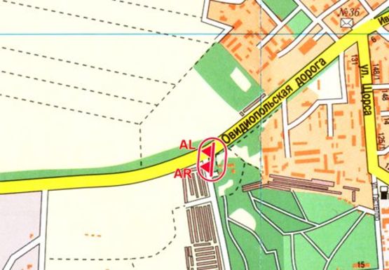 Схема рекламной плоскости по адресу Овидиопольская дорога - ул. Центральний аэропорт