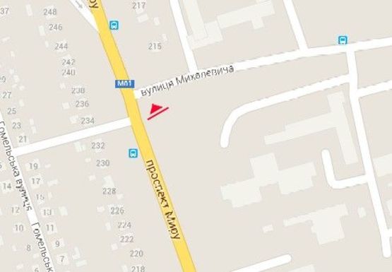 Схема рекламної площини за адресою Мира пр. - Михалевича ул.