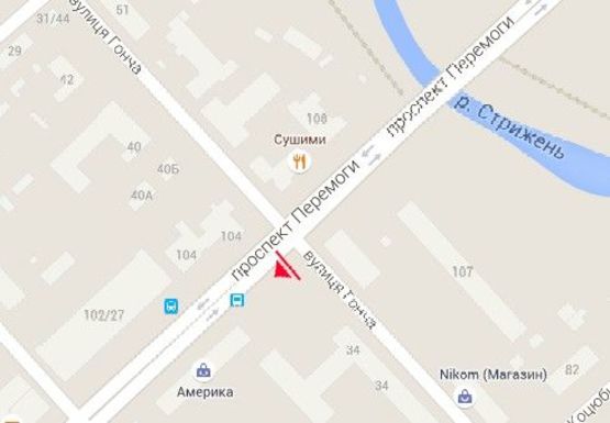 Схема рекламної площини за адресою Победы пр. - Гончая ул. Схема рекламної площини за адресою Победы пр. - Гончая ул.