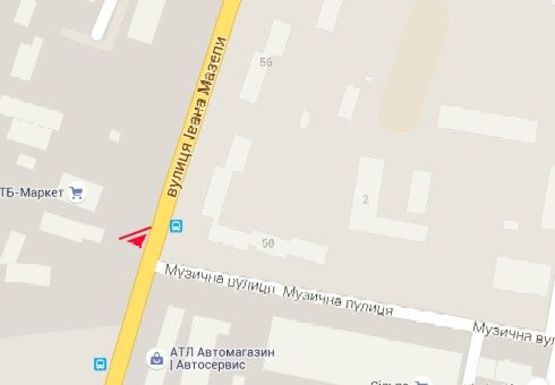 Схема рекламної площини за адресою Ивана Мазепы ул. - Музыкальная ул.