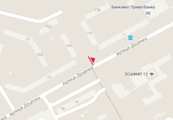 Схема рекламной плоскости по адресу Доценка ул, 13А - Доценка ул, 17А Схема рекламной плоскости по адресу Доценка ул, 13А - Доценка ул, 17А