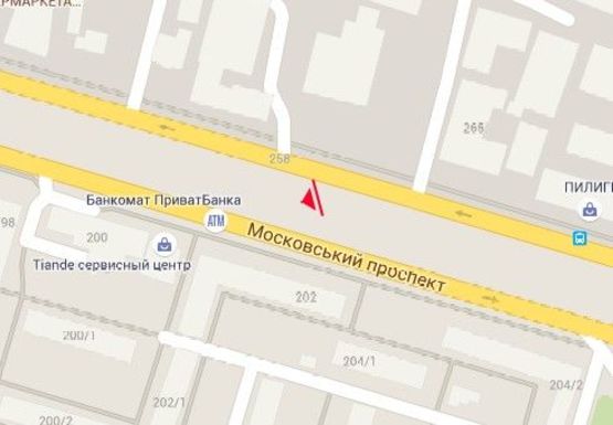 Схема рекламной плоскости по адресу Московский пр., напротив дома № 202