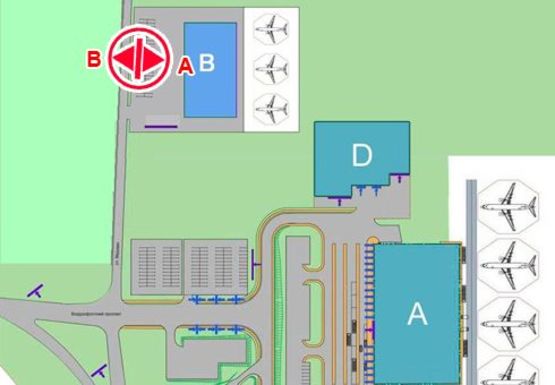 Схема рекламной плоскости по адресу Медовая ул., 2 Площадь перед выходом/выездом из Терминала (Терминал В)