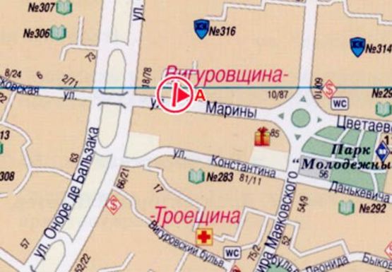 Схема рекламної площини за адресою Цветаевой Марины ул., 16