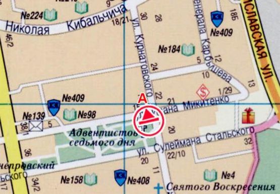 Схема рекламної площини за адресою Курнатовского ул. - Микитенко ул., напротив дома №15