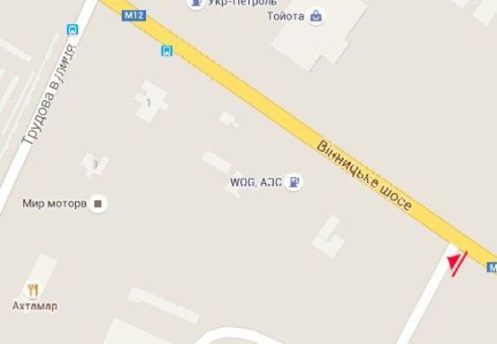 Схема рекламної площини за адресою Винницкое шоссе, 1