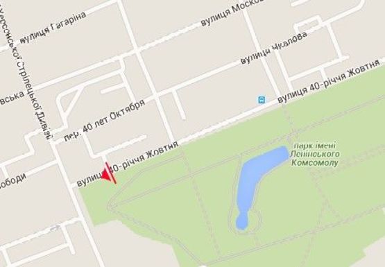 Схема рекламной плоскости по адресу Небесной сотни ул., напротив дома №1