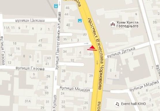 Схема рекламної площини за адресою Чорновола пр., 31