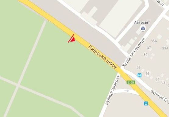 Схема рекламной плоскости по адресу Киевское шоссе, 100м. до ул. Химической