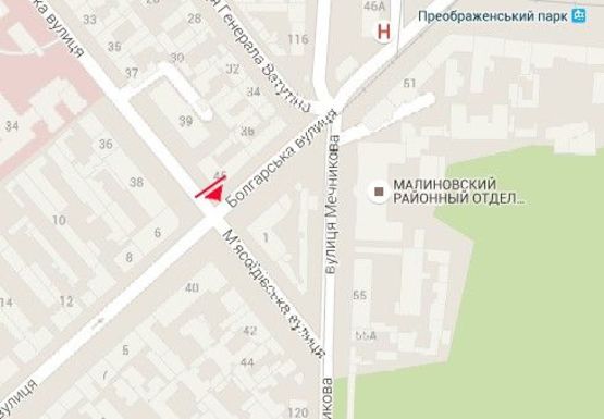 Схема рекламной плоскости по адресу Мясоедовская ул., 45 - Болгарская ул.