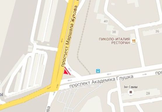 Схема рекламной плоскости по адресу Небесной Сотни пр. - Академика Глушко ул., 40