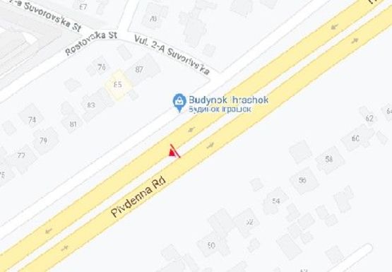 Схема рекламной плоскости по адресу Южная дорога, 55