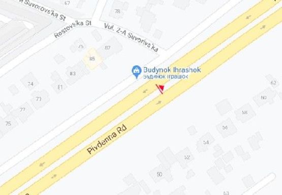 Схема рекламной плоскости по адресу Южная дорога, 85