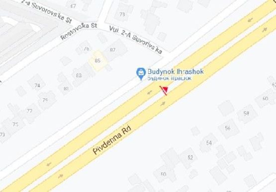 Схема рекламной плоскости по адресу Южная дорога, 85