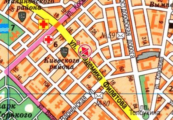 Схема рекламной плоскости по адресу Академика Филатова ул., 10/1