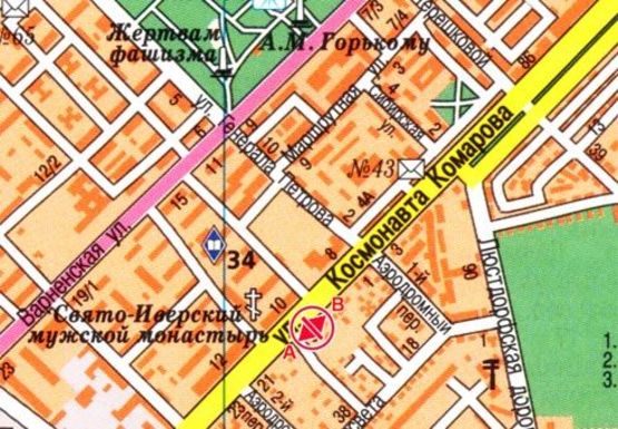 Схема рекламной плоскости по адресу Космонавта Комарова ул., 7