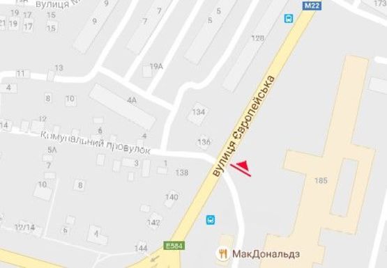 Схема рекламной плоскости по адресу Полтава Европейская ул., 145