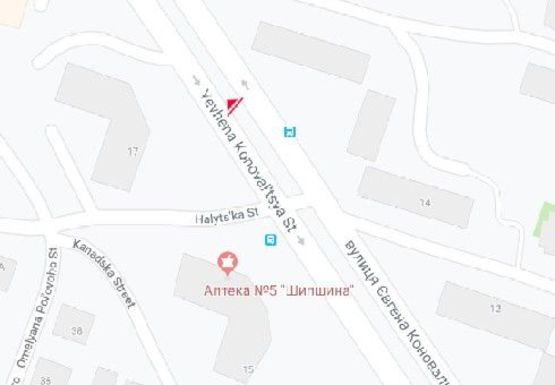 Схема рекламної площини за адресою Коновальца ул., 17