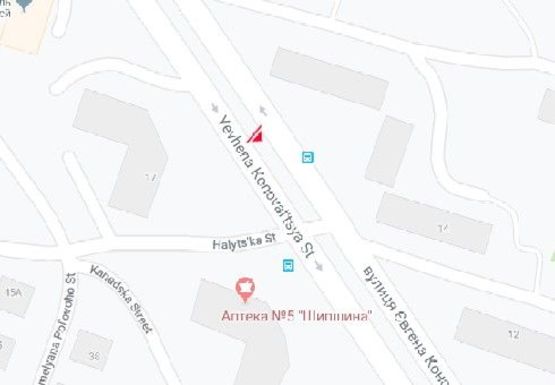 Схема рекламної площини за адресою Коновальца ул., 17