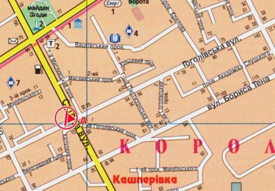 Схема рекламної площини за адресою Восточная ул. - Гоголевская ул.