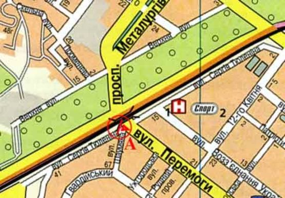 Схема рекламної площини за адресою Победы ул. - Тюленина ул.