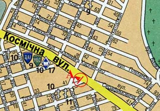 Схема рекламної площини за адресою Космическая ул. - Тополина ул. Схема рекламної площини за адресою Космическая ул. - Тополина ул.