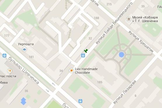 Схема рекламной плоскости по адресу Байди-Вишневецького вул., 32 (зупинка)