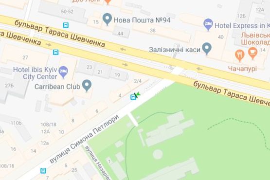 Схема рекламної площини за адресою Симона Петлюри вул., 2