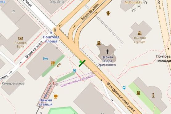 Схема рекламной плоскости по адресу Петра Сагайдачного вул., 11 зуп. «Поштова площа»