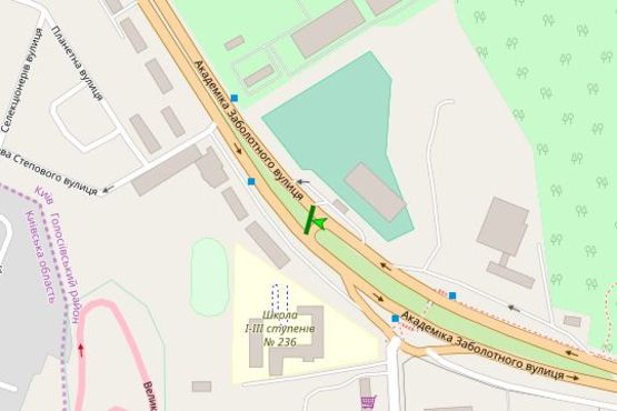 Схема рекламної площини за адресою Академіка Заболотного вул., 142, на розподілювачі (в направл. Одеськой пл.)