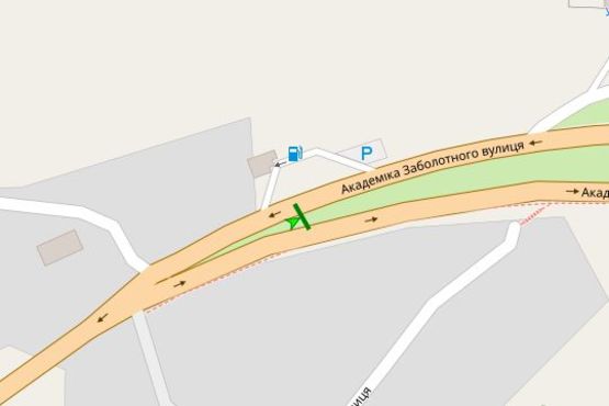 Схема рекламной плоскости по адресу Академіка Заболотного вул., на розподіювачі (в направл. Столичного шосе)