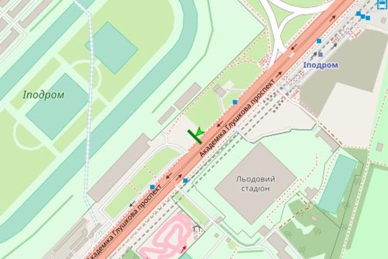 Схема рекламной плоскости по адресу Академіка Глушкова просп., 12 (в направл. Одесской пл.)