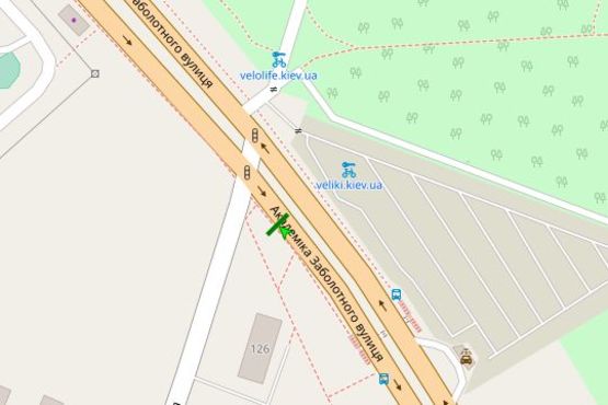 Схема рекламної площини за адресою Академіка Заболотного вул., 126/1 (в направл. Одесской пл.)