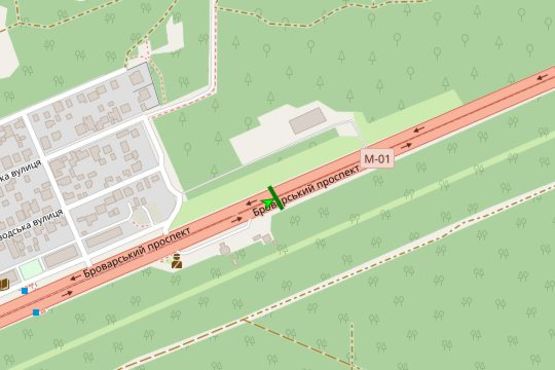 Схема рекламної площини за адресою Броварський просп., на розподілювачі №4 (в напрямку Броварів)