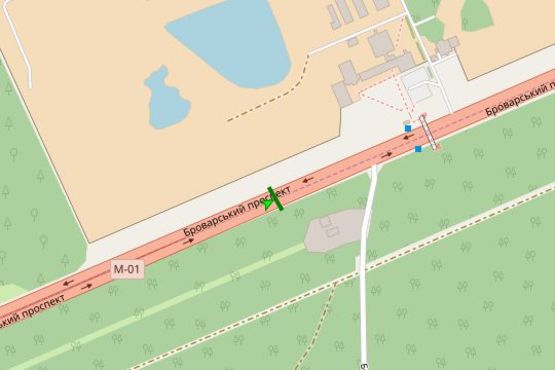 Схема рекламной плоскости по адресу Броварський просп., на розподілювачі №6 (в напрямку Броварів)