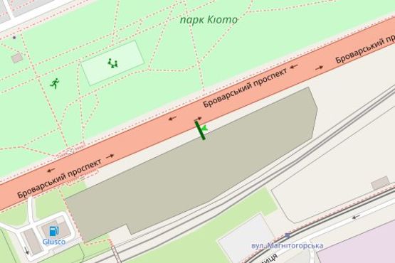 Схема рекламной плоскости по адресу Броварський просп., між ст. метро "Лісова" і "Чернігівська"